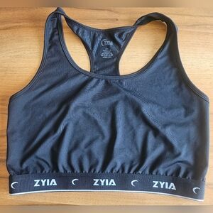 ZYIA Active Racerback Sports Bra Women Large Logo Spellout Band Black Activewear
